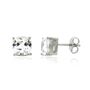 Lab Created White Sapphire Cushion Stud Earrings in Sterling Silver