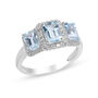 Aquamarine and Diamond Ring in 10K White Gold &#40;1/4 ct. tw.&#41;