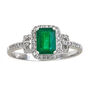 Emerald and diamond cocktail ring in 14K white gold &#40;1/5 ct. tw.&#41;