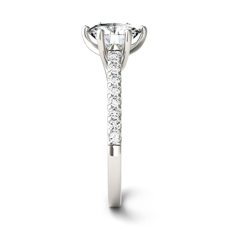 Forever One™ Moissanite Ring with Pavé Band,14K White Gold 1 3/4 ct. tw.