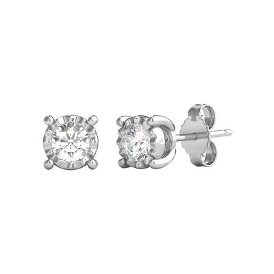 Round Diamond Illusion Stud Earrings in 10K White Gold (1/2 ct. tw.)