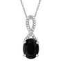 Oval Black Onyx Pendant and Earrings Set with Diamond Accents in Sterling Silver