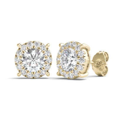 Lab Grown Diamond Round Halo Earrings in 14K Gold