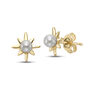 Freshwater Cultured Pearl Starburst Stud Earrings in 14K Yellow Gold