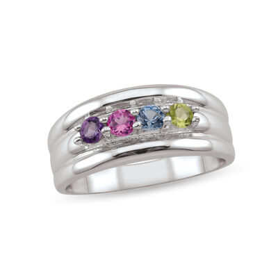 custom gemstone ring with wide band (2-6 stones)