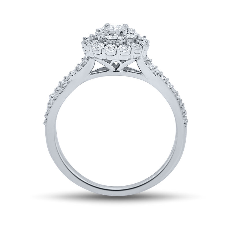 Round Diamond Double Halo Engagement Ring in 10K White Gold &#40;1/3 ct. tw.&#41;