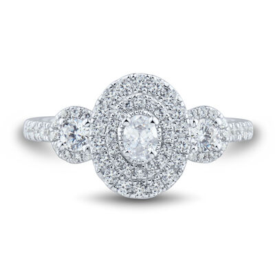 3/4 ct. tw. Oval-Shaped Halo Diamond Engagement Ring