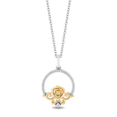 Belle 30th-Anniversary Diamond Circle Pendant in Sterling Silver & 10K Yellow Gold (1/7 ct. tw.)