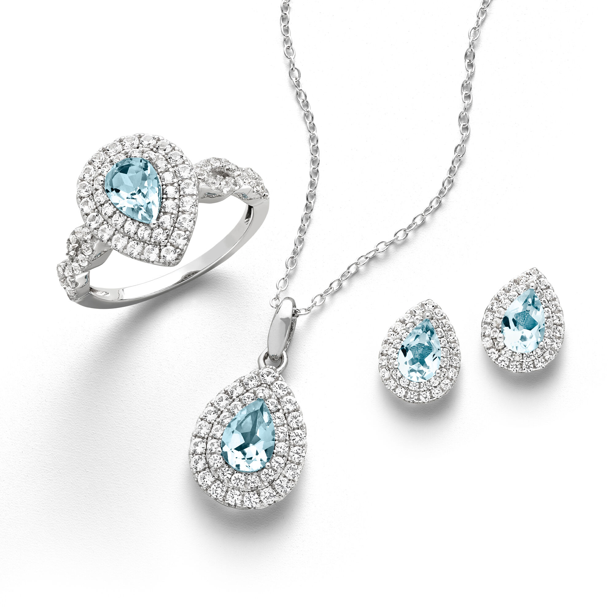 18K White Gold Diamond Necklace Set - NE-2817