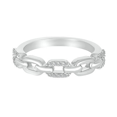 Diamond Chain Link Band in Sterling Silver (1/8 ct. tw.)