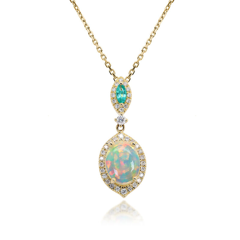 Opal, Emerald & Diamond Pendant