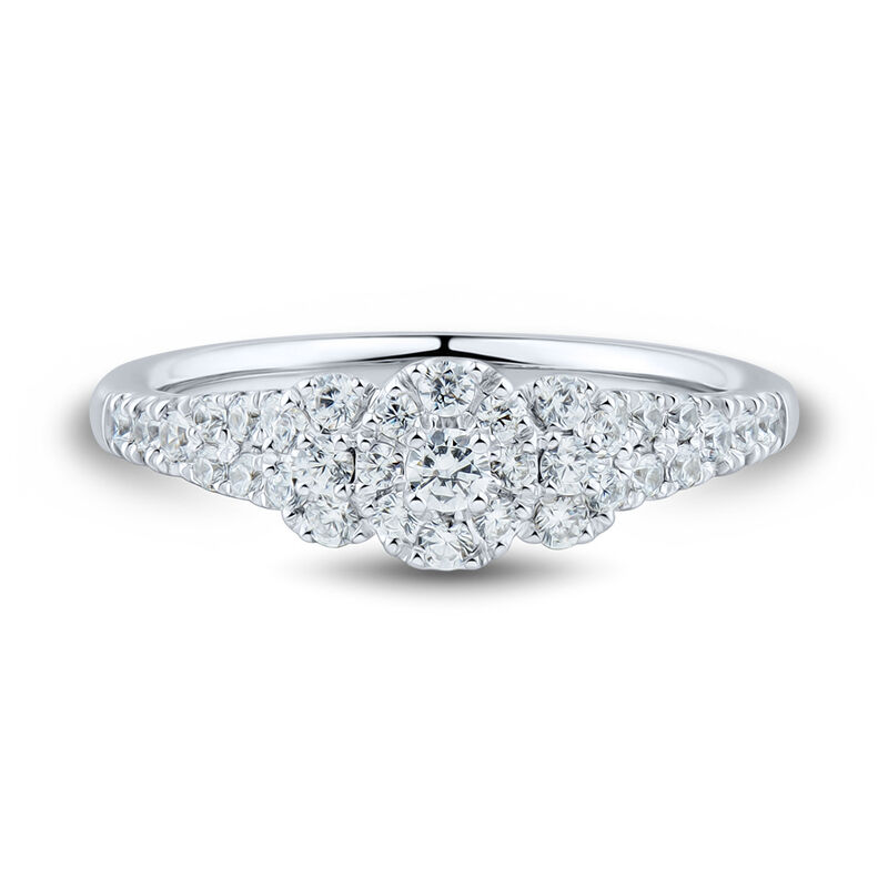 1/2 ct. tw. Lab Grown Diamond Halo Promise Ring in 14K White Gold