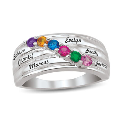 custom gemstone ring with personalized names (2-6 stones)