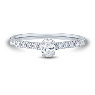 Oval Diamond Engagement Ring in 10K White Gold (1/2 ct. tw.)