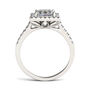 Emerald-Cut Moissanite Halo Ring with Pav&eacute; Band in 14K White Gold &#40;3 ct. tw.&#41;