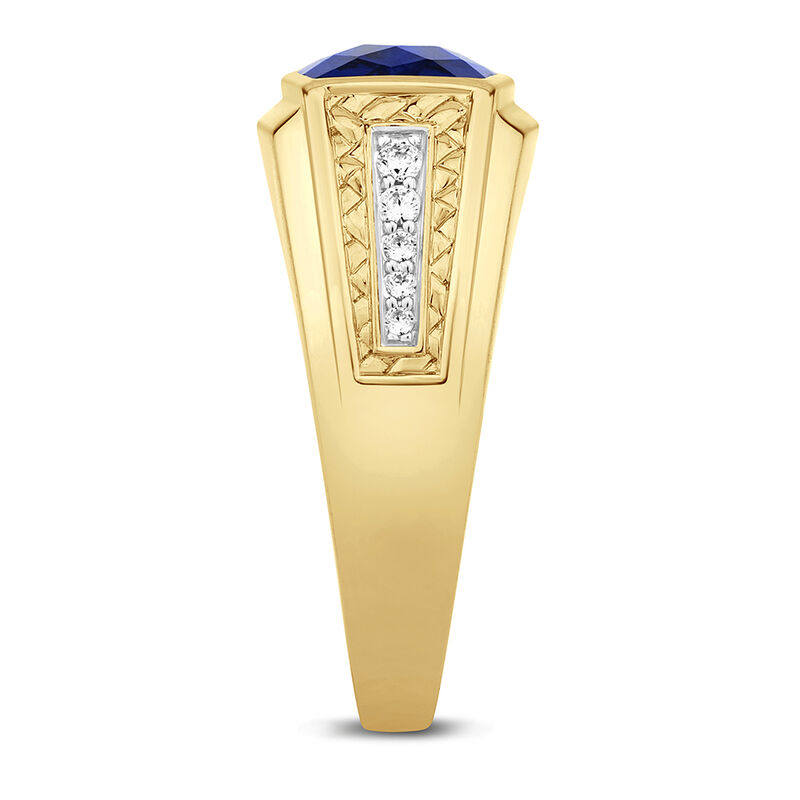 Lab Created Blue Sapphire and Diamond Ring in 10K Yellow Gold &#40;1/7 ct. tw.&#41;