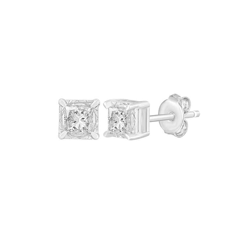 Princess-Cut Diamond Illusion Stud Earrings in 10K Gold