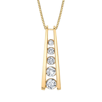 Diamond Journey Pendant with Ladder Design in 14K Yellow Gold (1/2 ct. tw.)