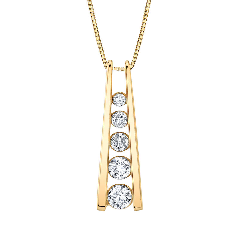Diamond Journey Pendant with Ladder Design in 14K Yellow Gold &#40;1/2 ct. tw.&#41;