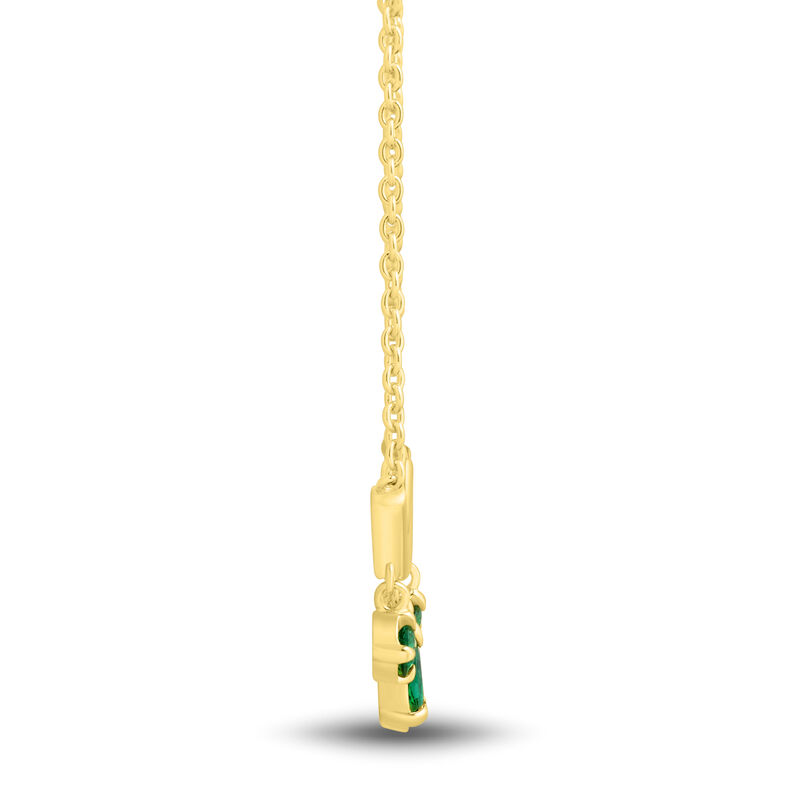 Lab-Created Emerald Curved Bar Dangle Necklace in Vermeil