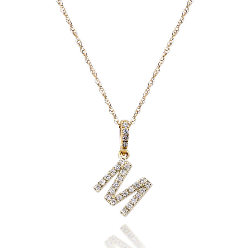 Diamond Initial Pendant in 10K Yellow Gold &#40;1/10 ct. tw.&#41; 