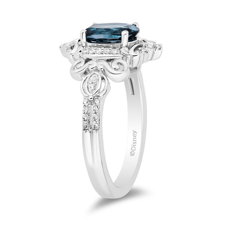 Diamond &amp; London Blue Topaz &quot;Cinderella&quot; Scroll Ring in Sterling Silver &#40;1/10 ct. tw.&#41;