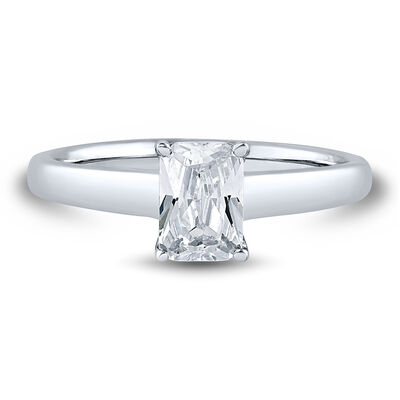 Lab grown diamond emerald-cut solitaire engagement ring in 14k white gold