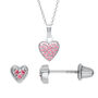 Children&rsquo;s Heart Pendant &amp; Earring Set with Cubic Zirconia in Sterling Silver