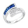 1/2 ct. tw. Diamond &amp; Blue Sapphire Bypass Ring in 14K White Gold