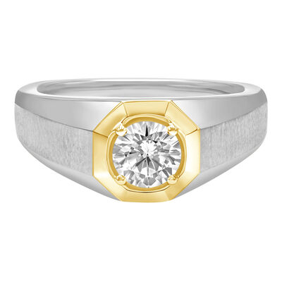 Men's Lab Grown Diamond Solitaire Brushed Band in 10K Gold (1 ctw.)