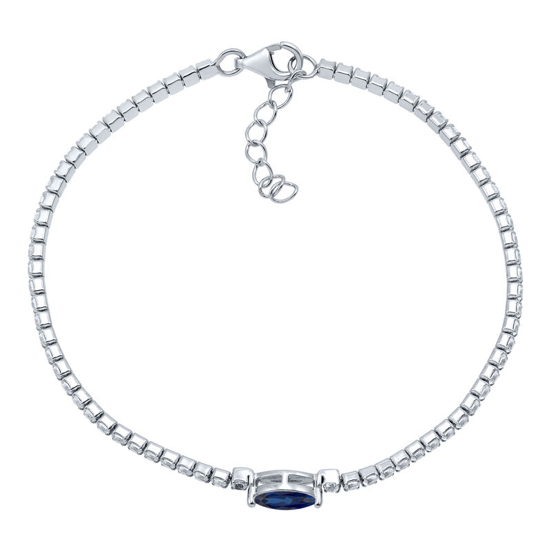 Marquise-Shaped Lab Created Blue &amp; White Sapphire Bracelet in Sterling Silver