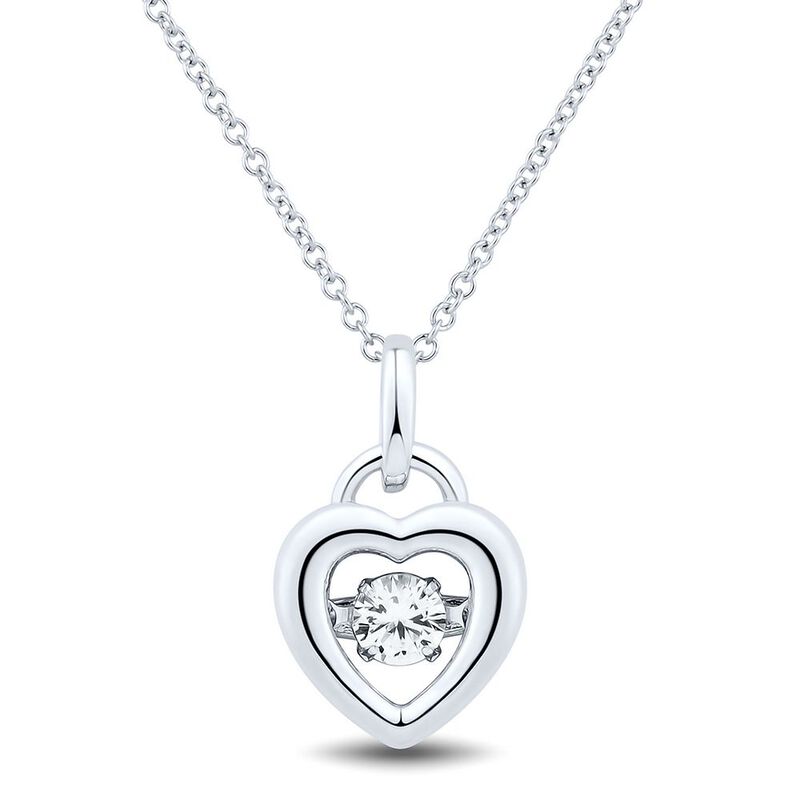 The Beat of Your Heart&amp;&#35;174; Lab Created White Sapphire Heart Pendant in Sterling Silver