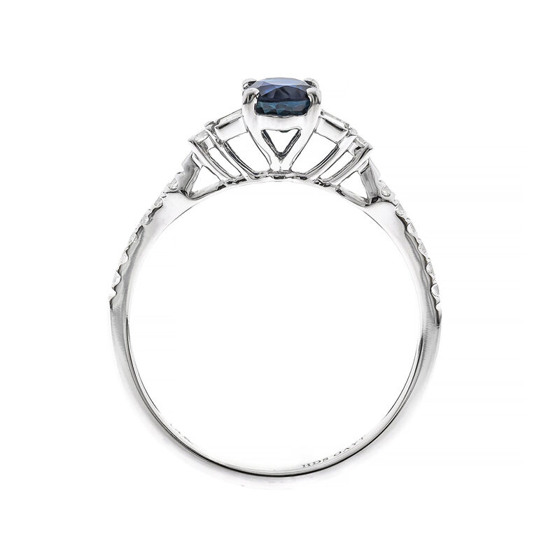 Oval Blue Sapphire &amp; Baguette Diamond Engagement Ring in 14K White Gold &#40;1/4 ct. tw.&#41;