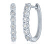 Diamond Accent Hoop Earrings in Sterling Silver