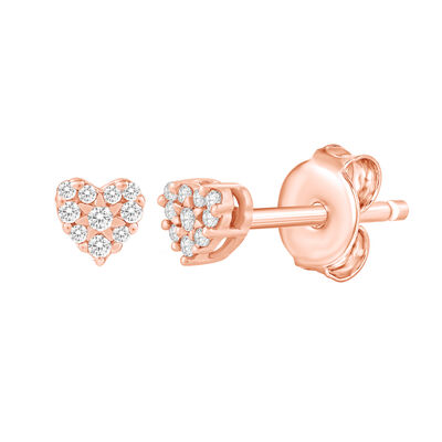 Diamond Accent Heart Stud Earrings in 10K Rose Gold 