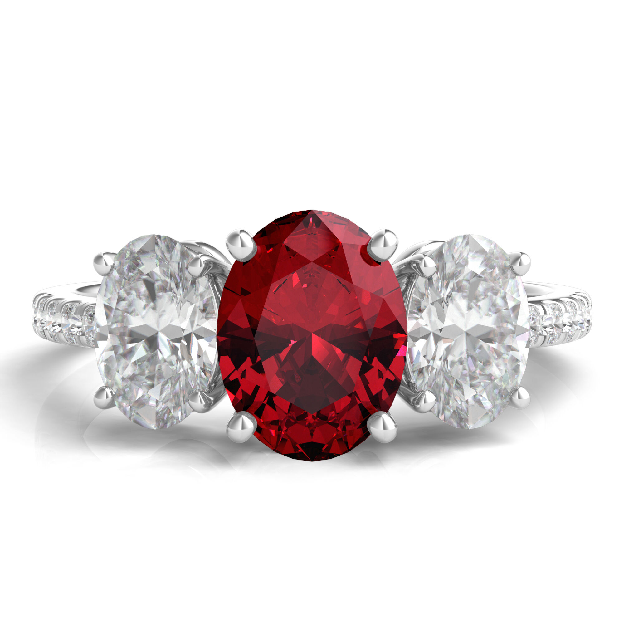 Oval Cut Ruby Ring In Sterling Silver