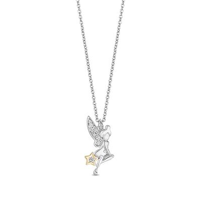Tinker Bell Diamond Pendant with Star in Sterling Silver & 10K Yellow Gold (1/10 ct. tw.)