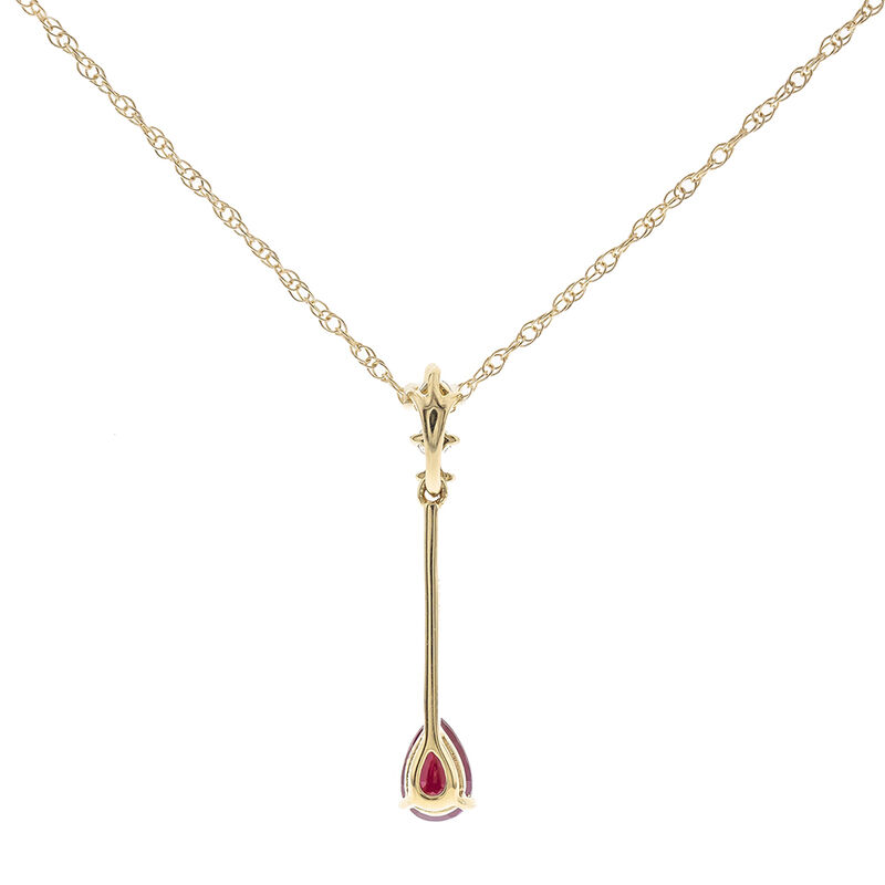 Ruby Drop Necklace with Diamond Accent in 10K Yellow Gold