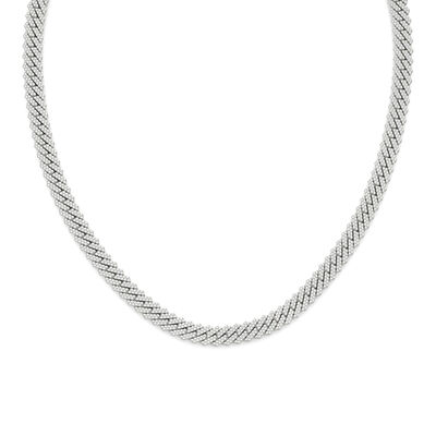 Men’s Lab Grown Diamond Cuban Chain Link Necklace in 14K White Gold, 22” (12 5/8 ct. tw.)