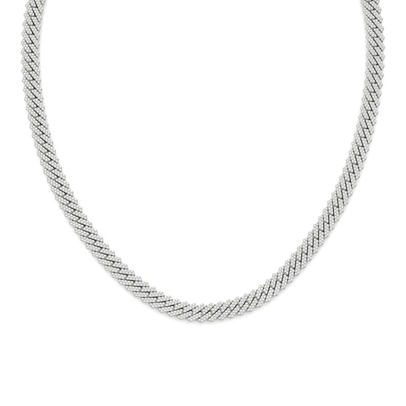 Men&rsquo;s Lab Grown Diamond Cuban Chain Link Necklace in 14K White Gold, 22&rdquo; &#40;12 5/8 ct. tw.&#41;