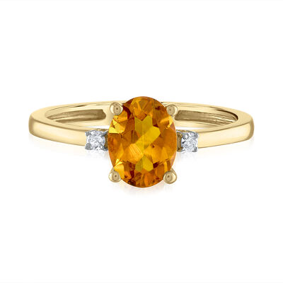 Oval Citrine & Diamond Accent Ring in 14K Yellow Gold
