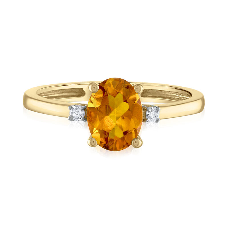 Oval Citrine &amp; Diamond Accent Ring in 14K Yellow Gold