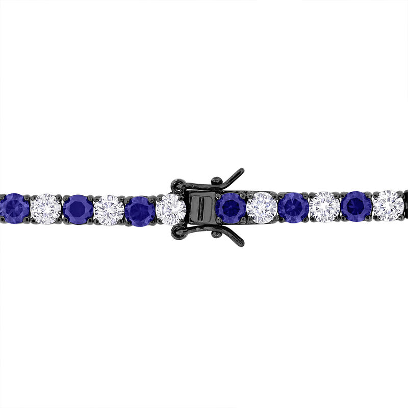 Lab-Created Blue Sapphire &amp; Lab-Created White Sapphire Bracelet in Sterling Silver &amp; Black Rhodium