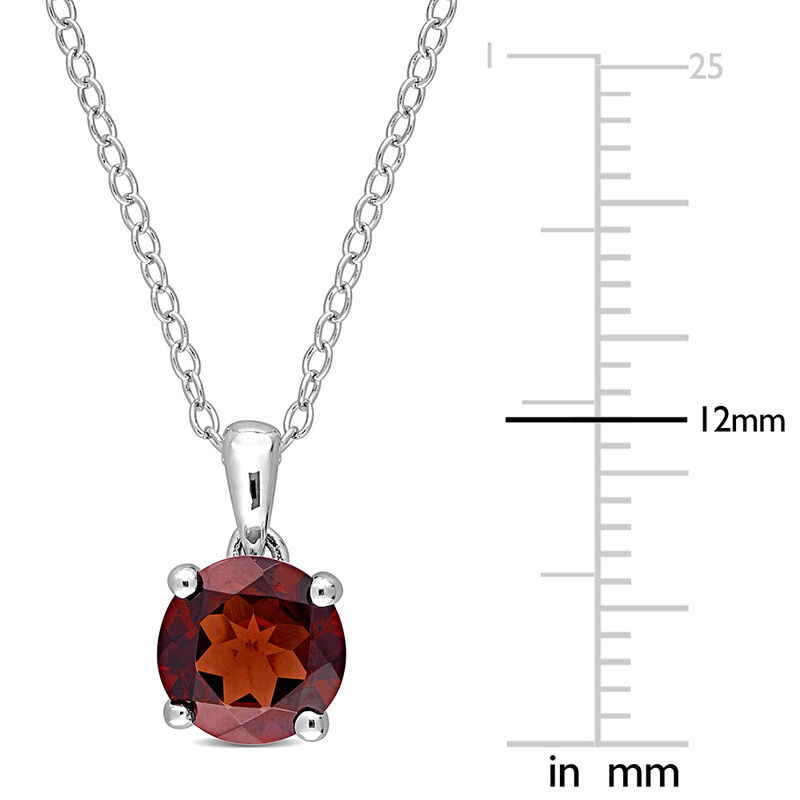 Garnet Solitaire Pendant in Sterling Silver 