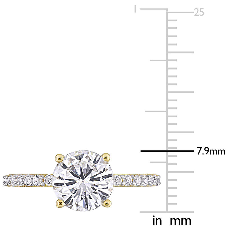 Lab Created White Sapphire Ring with Pav&eacute; Band in 10K Yellow Gold &#40;2 3/4 ct. tw.&#41;