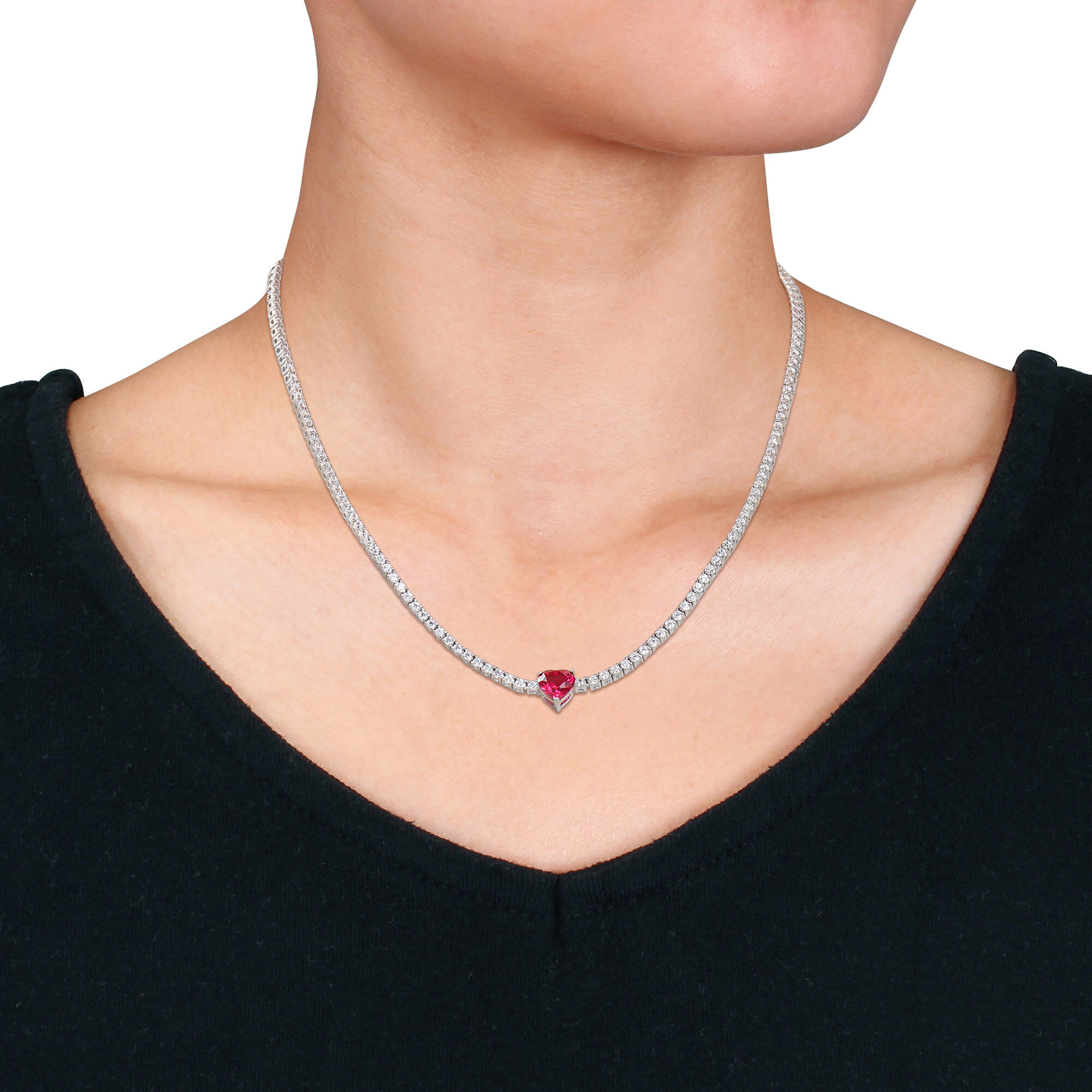 Kay Outlet Lab-Created Ruby Necklace Diamond Accents 10K Yellow Gold |  Hamilton Place