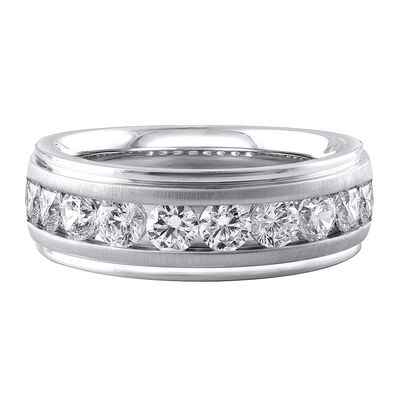 Men’s Lab Grown Diamond Wedding Band with Channel Setting in 10K White Gold (1 1/2 ct. tw.)