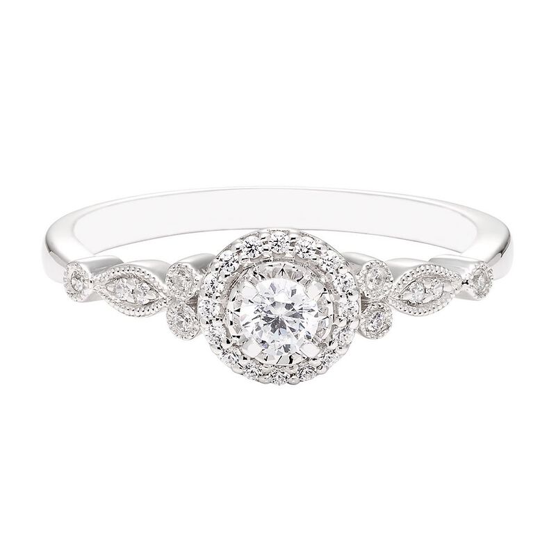 1/7 ct. tw. Diamond Halo Promise Ring in 10K White Gold