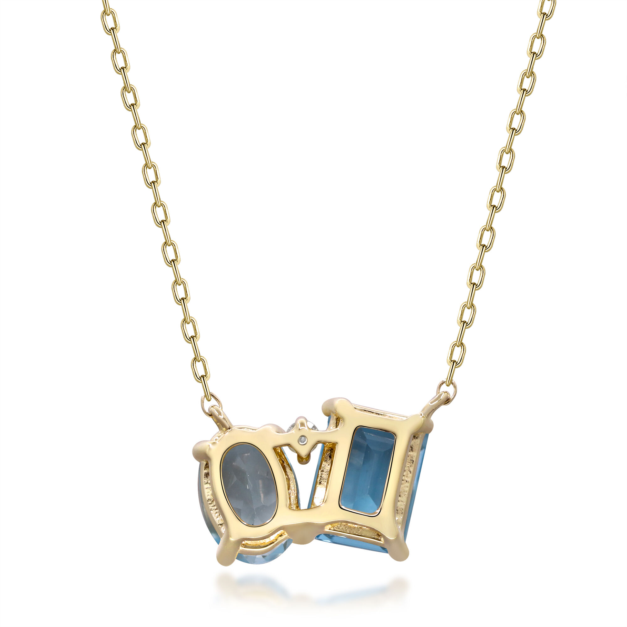 Blue Topaz and Diamond Accent Pendant Necklace in 10K Yellow Gold