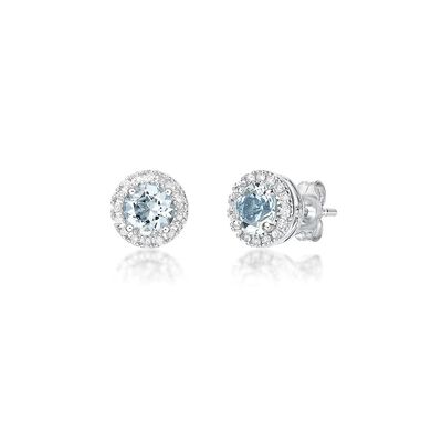 Aquamarine & 1/7 ct. tw. Diamond Earrings in Sterling Silver
